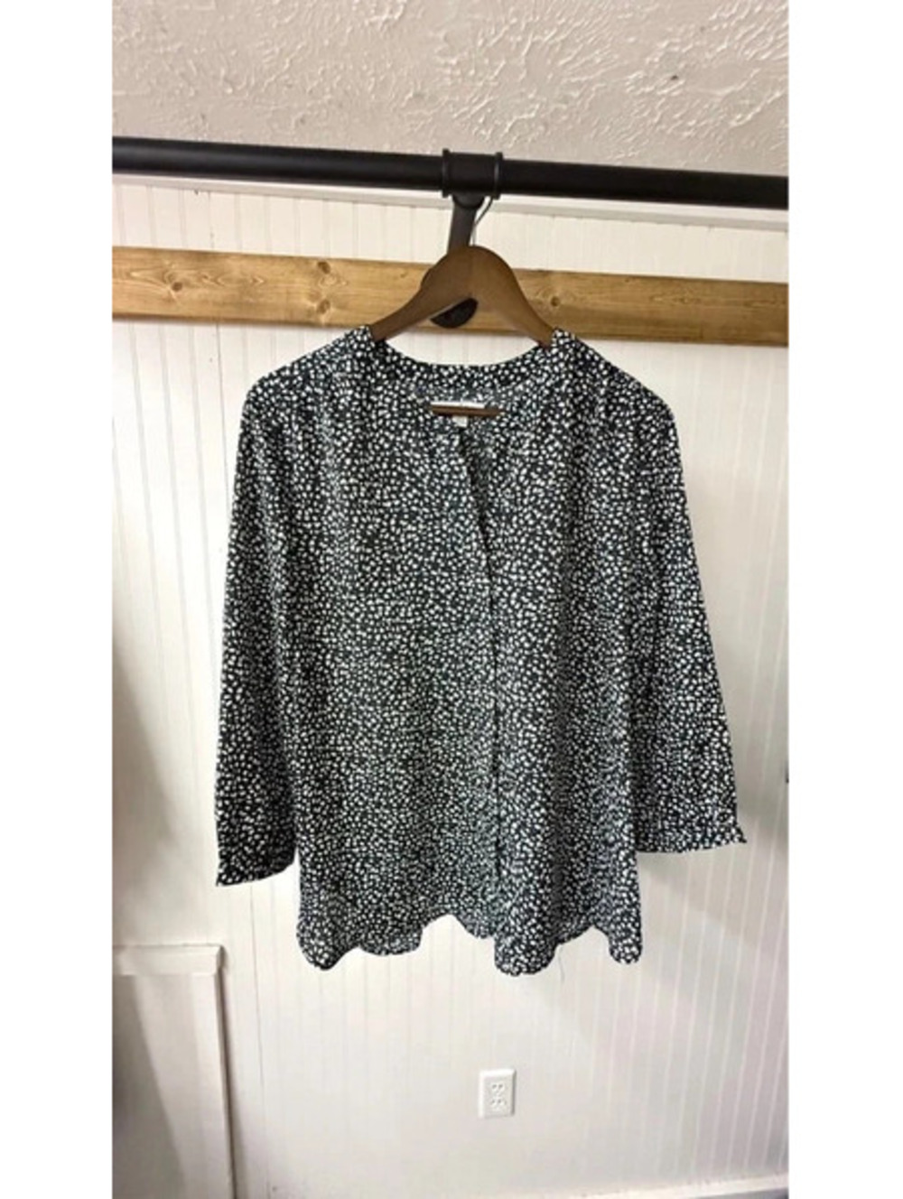 Jachs Girlfriend Printed 3/4 Sleeve black white abstract confetti large career